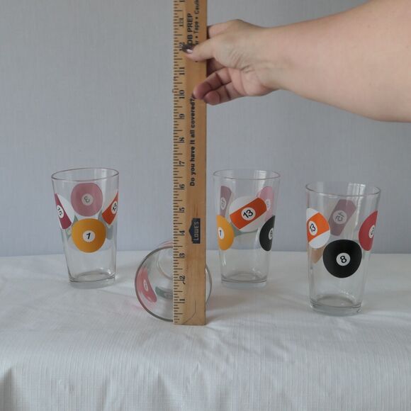 NOS LUMINARC Pool Parlor Pub Pint Glasses 16 oz Set of 4 NIB Bar Decor Arcade - Picture 6 of 7